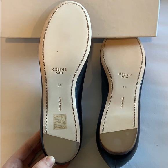 Celine Phoebe Leather Peep Toe Flats- Nappa BLK - Picture 5 of 8